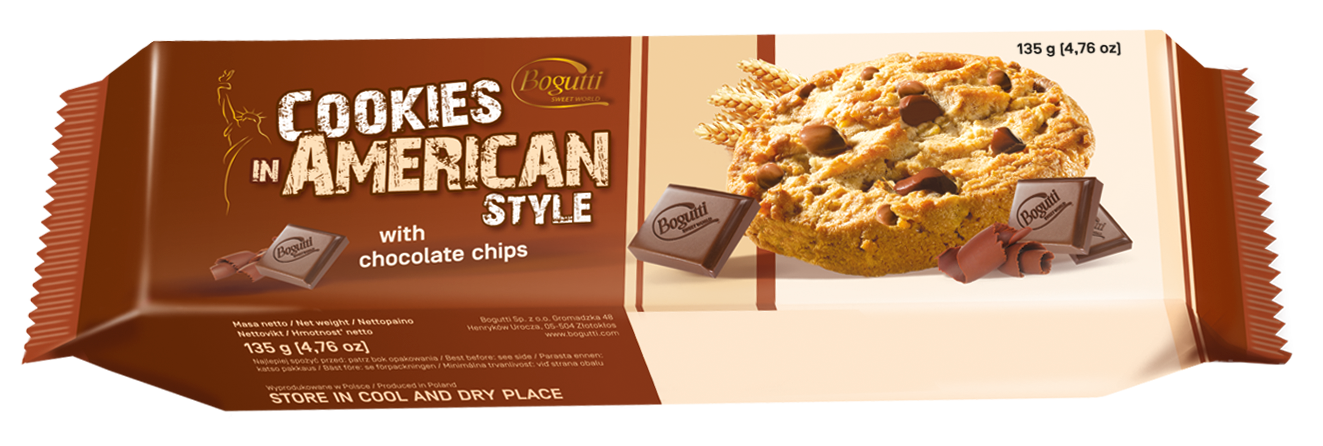 Cookies in American Style – كوكيز مقرمشة بالشوكولاتة الداكنة وشوكولاتة الحليب