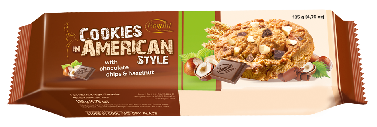 Cookies in American Style – كوكيز مقرمشة بالشوكولاتة والبندق