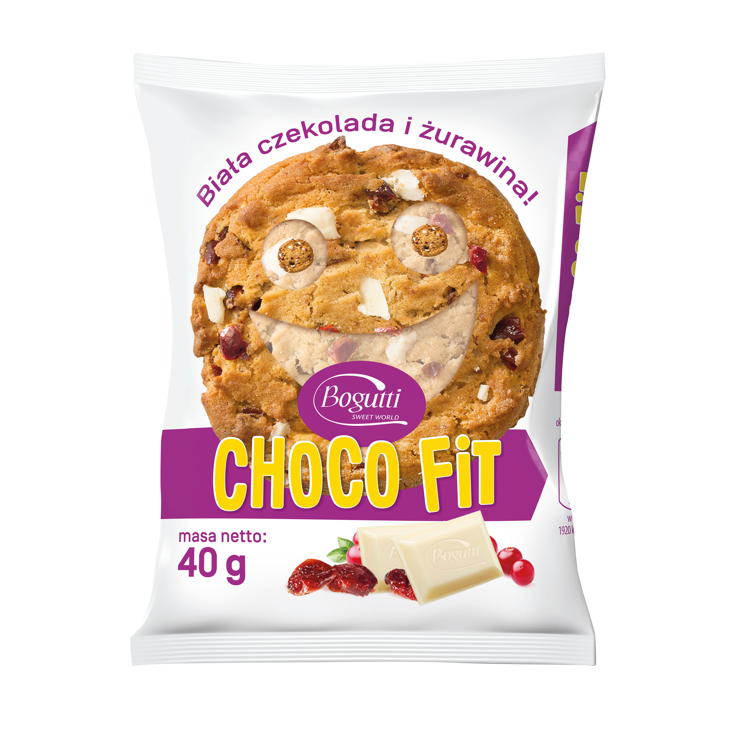 Choco Fit – Knuspriger Keks mit weißer Schokolade und Cranberrys