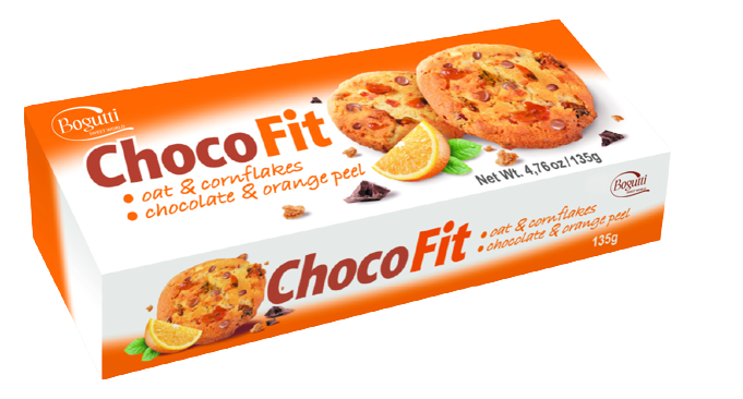 Choco Fit – Kruche ciasteczka z płatkami owsianymi, kukurydzianymi, czekoladą i skórką pomarańczową
