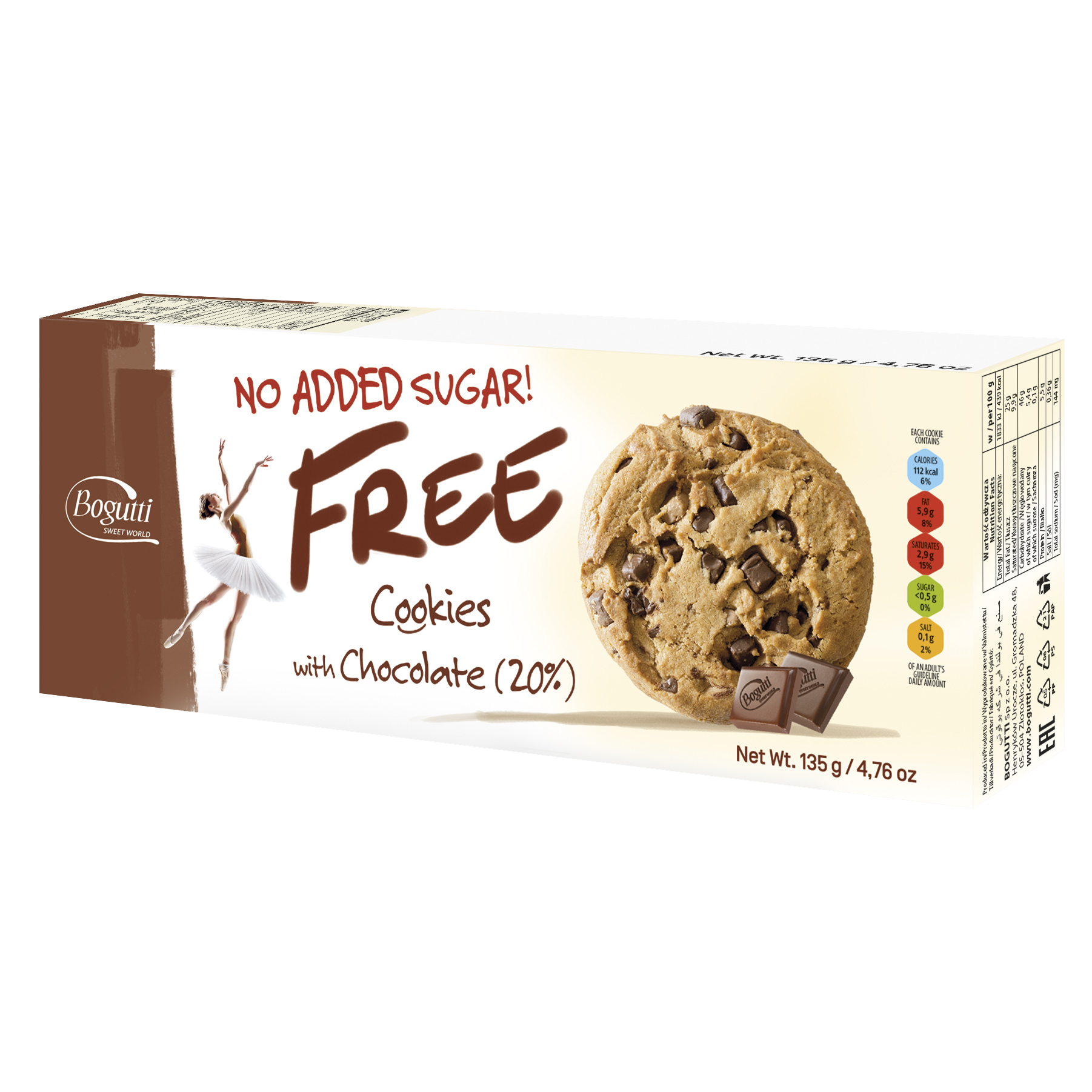 FREE – NO ADDED SUGAR Cookies with chocolate /20%/