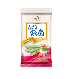 Rurki waflowe z kremem o smaku truskawkowej matcha latte
