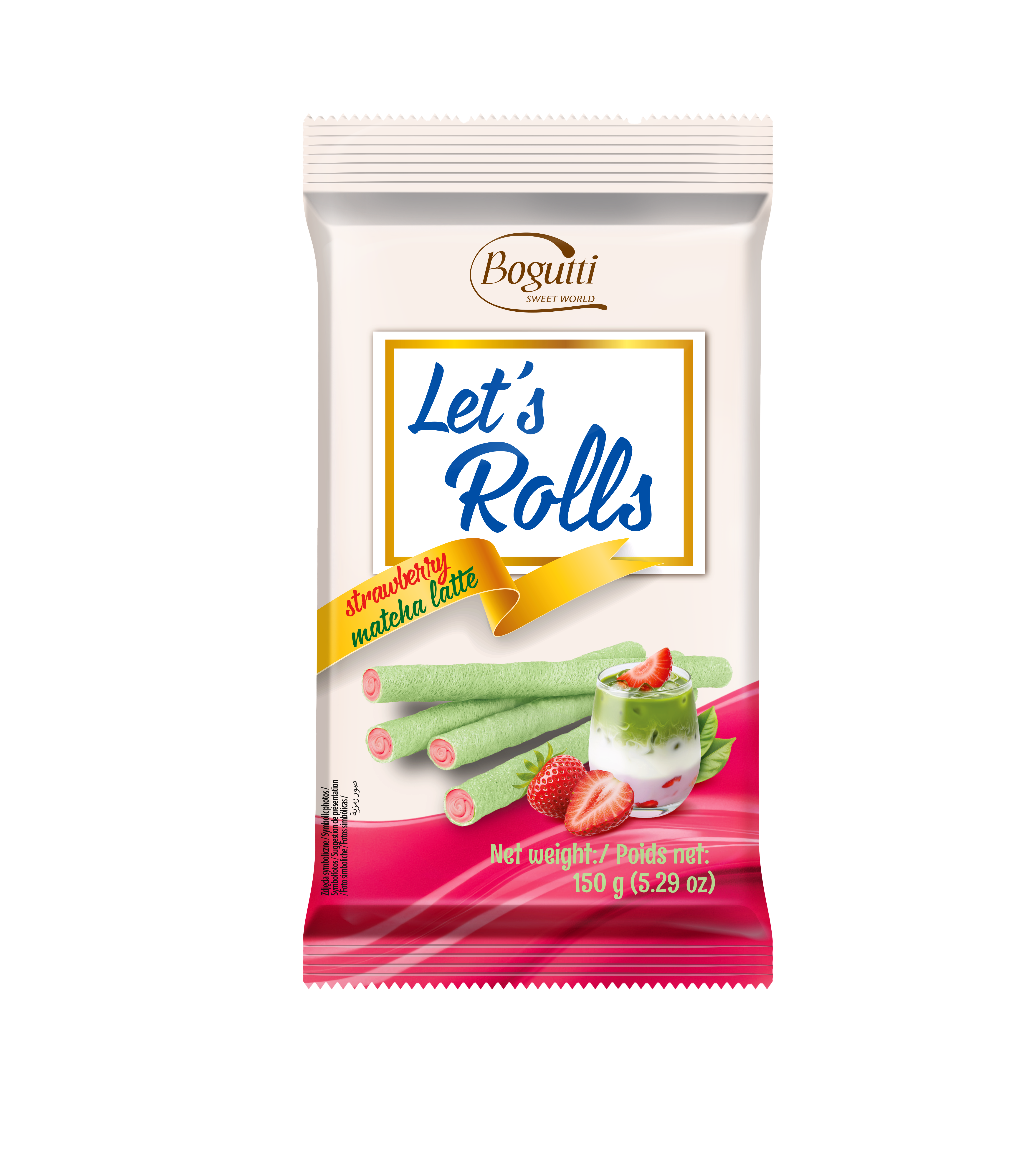 Rurki waflowe z kremem o smaku truskawkowej matcha latte